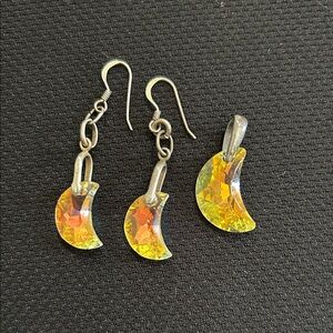 Vibrant Gold Crescent Earrings